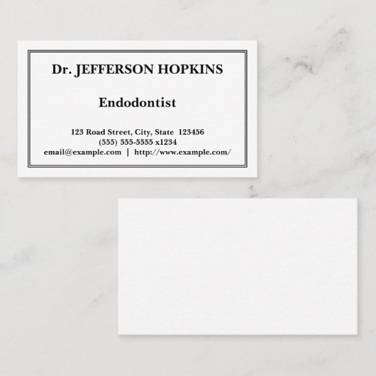 Professioneel endodontist Visitekaartje (Voorkant / Achterkant)