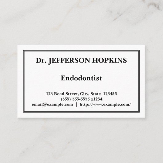Professioneel endodontist Visitekaartje (Voorkant)