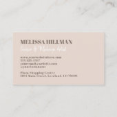 Professioneel enkelvoudig neutraal beige monogram visitekaartje (Achterkant)