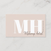 Professioneel enkelvoudig neutraal beige monogram visitekaartje (Voorkant)