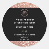 Professioneel etiket met roos goudglitter (Voorkant)