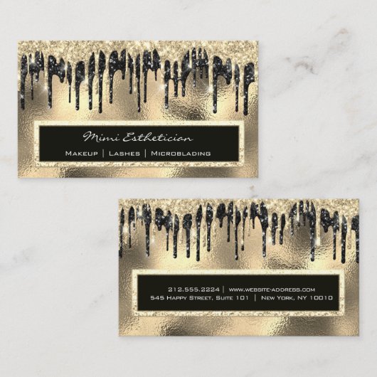 Professioneel Evenement Wimper Glas Goud Zwart Dri Visitekaartje (Voorkant / Achterkant)