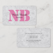 Professioneel feminine grijs roze monogram visitekaartje (Voorkant / Achterkant)