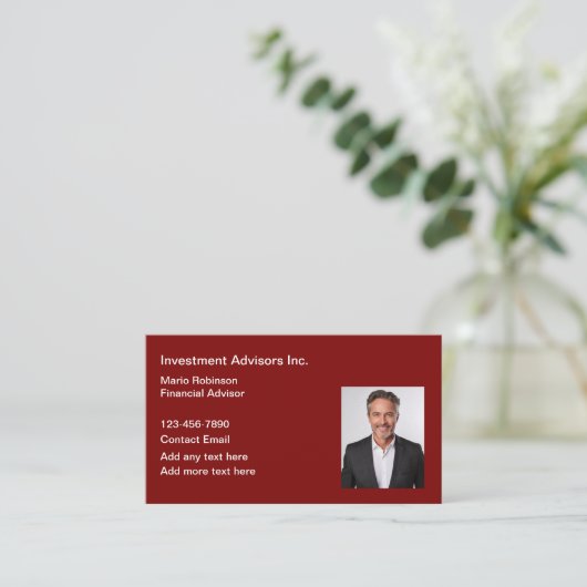 Professioneel Financieel Adviseur Foto Visitekaart Visitekaartje (Staand voorkant)
