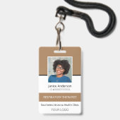 Professioneel foto bruin personeels-ID-badge Badge (Voorzijde met lanyard)