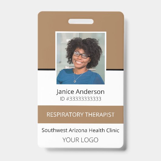 Professioneel foto bruin personeels-ID-badge Badge (Voorzijde)