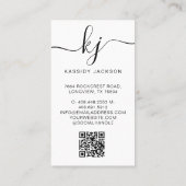 Professioneel foto elegante script monogram QR-cod Visitekaartje (Achterkant)