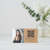 Professioneel foto hout QR-code social media Visitekaartje (Staand voorkant)