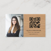 Professioneel foto hout QR-code social media Visitekaartje (Voorkant)