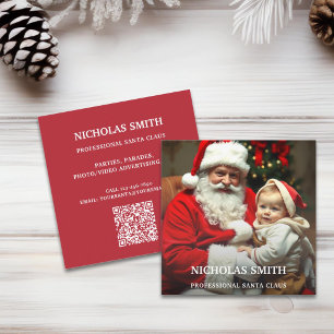 Professioneel Foto Kerstman QR-code Vierkante Visitekaartje
