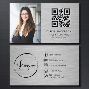 Professioneel Foto Metalachtige QR Code Sociale Me Visitekaartje