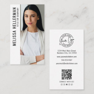 Professioneel Foto QR Code Bedrijfslogo Verticaal Visitekaartje