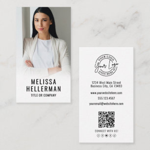 Professioneel Foto QR Code Bedrijfslogo Verticaal Visitekaartje