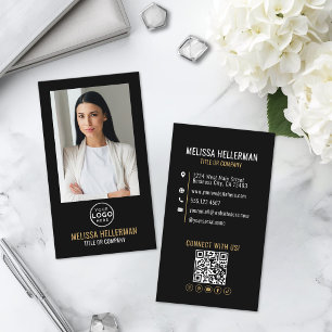 Professioneel Foto QR Code Bedrijfslogo Verticaal Visitekaartje