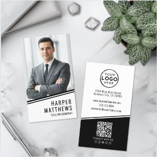 Professioneel Foto QR Code Bedrijfslogo Verticaal Visitekaartje