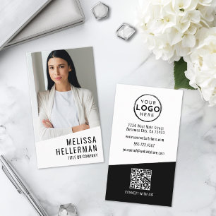 Professioneel Foto QR Code Bedrijfslogo Verticaal Visitekaartje