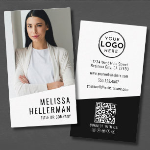 Professioneel Foto QR Code Bedrijfslogo Verticaal Visitekaartje