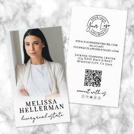 Professioneel Foto QR Code Bedrijfslogo Verticaal Visitekaartje