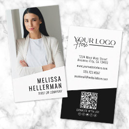 Professioneel Foto QR Code Bedrijfslogo Verticaal Visitekaartje