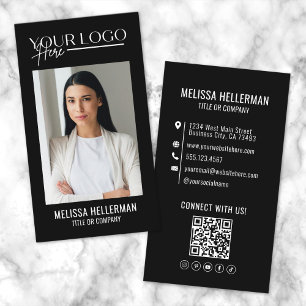 Professioneel Foto QR Code Bedrijfslogo Verticaal Visitekaartje