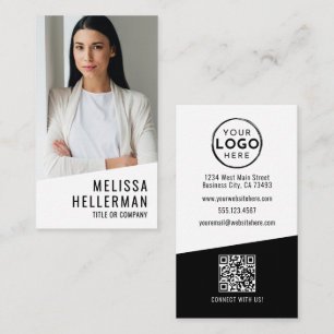 Professioneel Foto QR Code Bedrijfslogo Verticaal Visitekaartje