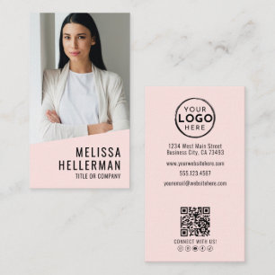 Professioneel Foto QR Code Logo Blush Roze Visitekaartje