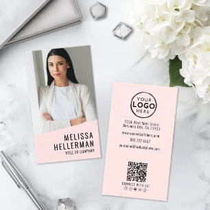 Professioneel Foto QR Code Logo Blush Roze Visitekaartje