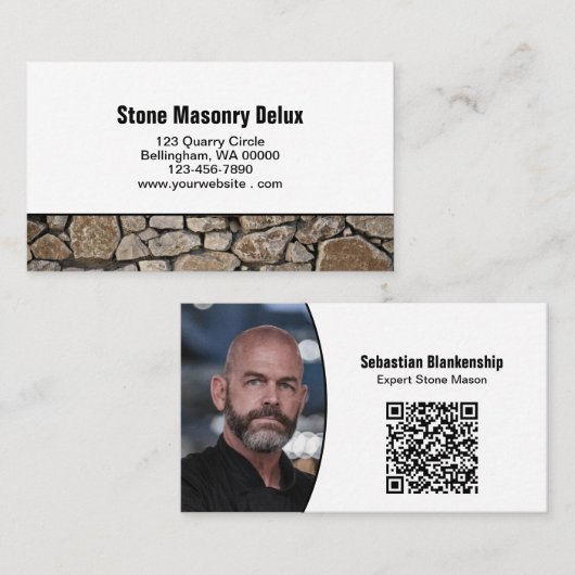 Professioneel Foto QR Code Stenen Muur Visitekaartje (Voorkant / Achterkant)
