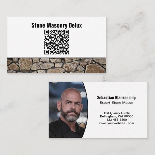Professioneel foto QR-code stenen muur Visitekaartje (Voorkant / Achterkant)