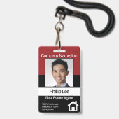 Professioneel fotobadge - Donkerrood / Zwart Badge (Voorzijde met lanyard)