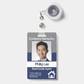 Professioneel fotobadge - Grijs / Blauw Badge (Voorzijde met uittrekbare clip)