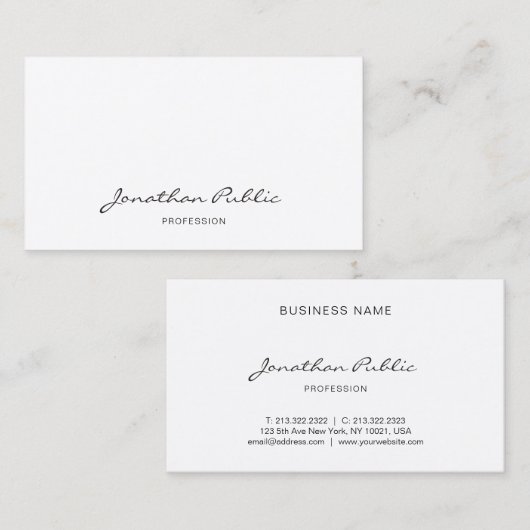 Professioneel Freehand script ellegant modern Visitekaartje (Voorkant / Achterkant)