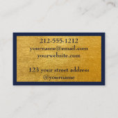 Professioneel geborsteld goud metallic blauw marme visitekaartje (Achterkant)