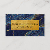 Professioneel geborsteld goud metallic blauw marme visitekaartje (Voorkant)