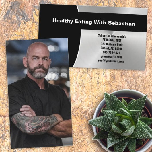 Professioneel geborsteld staal, voorzijde, aangepa visitekaartje