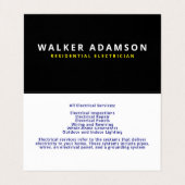 Professioneel gecertificeerde elektricien gevouwen visitekaartje (Binnenkant ongevouwen)