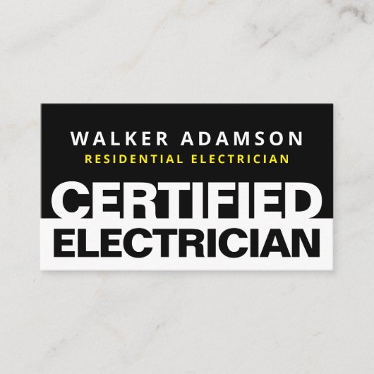 Professioneel gecertificeerde elektricien Visiteka Visitekaartje (Voorkant)