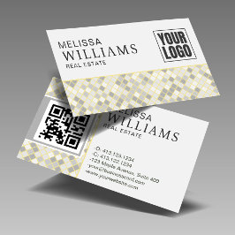 Professioneel Geel & Grijs QR Code Logo Visitekaartje