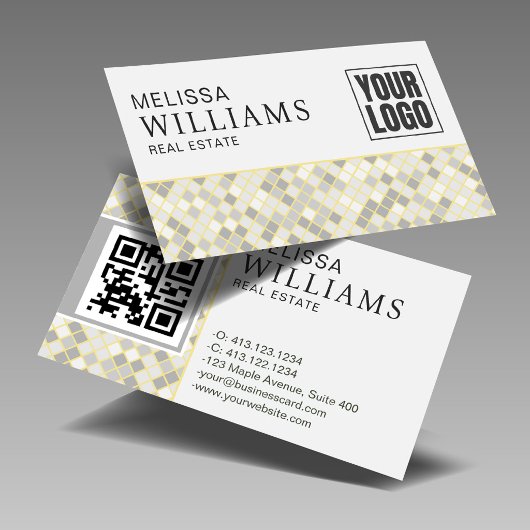 Professioneel Geel & Grijs QR Code Logo Visitekaartje