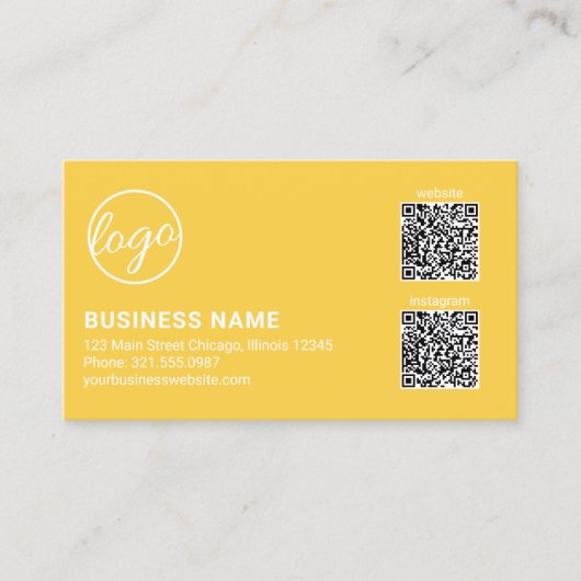 Professioneel Geel Logo QR Code Modern Visitekaartje (Voorkant)