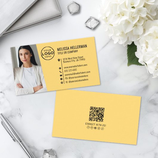 Professioneel Geel QR Code Foto Logo Visitekaartje