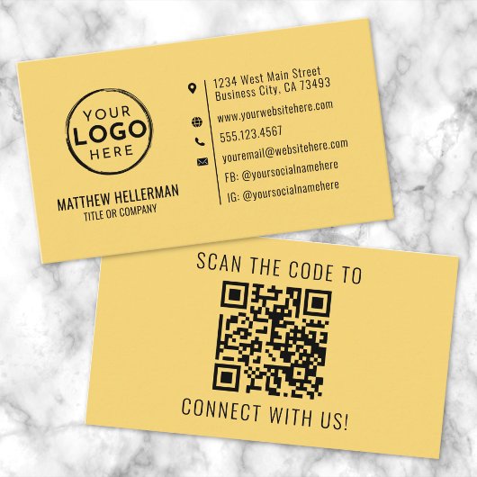 Professioneel Geel QR Code Logo Visitekaartje
