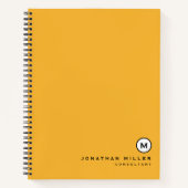 Professioneel geel zwart wit monogram notitieboek (Voorkant)