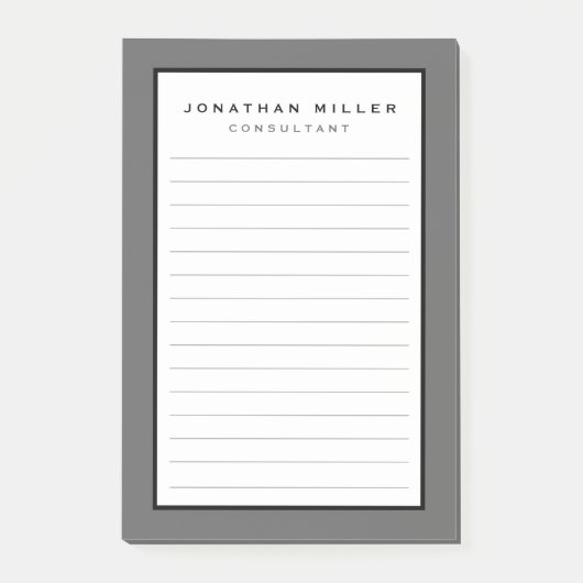 Professioneel gelijnd grijs | Naam Post-it Opmerki Post-it® Notes (Voorkant)