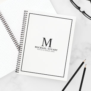 Professioneel gepersonaliseerd monogram en naam notitieboek
