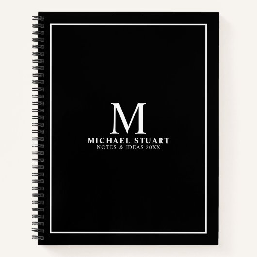 Professioneel, gepersonaliseerd monogram en naam notitieboek (Voorkant)