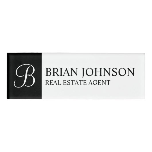 Professioneel gepersonaliseerd monogram en naampla naambadge (Voorkant)