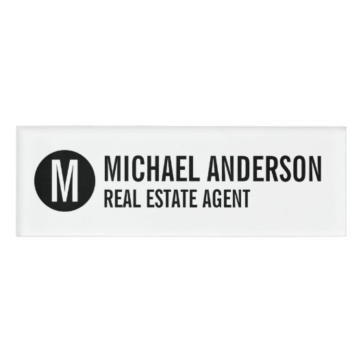 Professioneel gepersonaliseerd monogram en naampla naambadge (Voorkant)