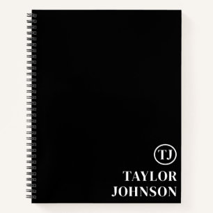 Professioneel gepersonaliseerd monogram zwart-wit notitieboek