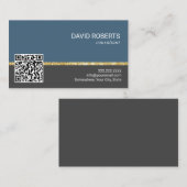 Professioneel gewoon blauw en grijs QR-consultant Visitekaartje (Voorkant / Achterkant)